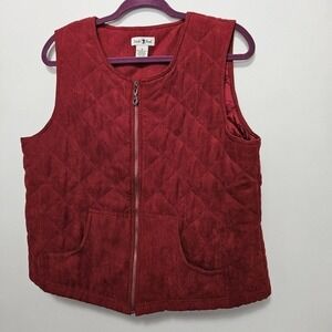 Womens Duck Head Burgundy Quilted Vest, Size M Warm & Cozy Machine Washable